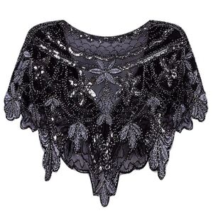 Unique Vintage 1920's Art Deco Beaded Shawl Cape Coverup